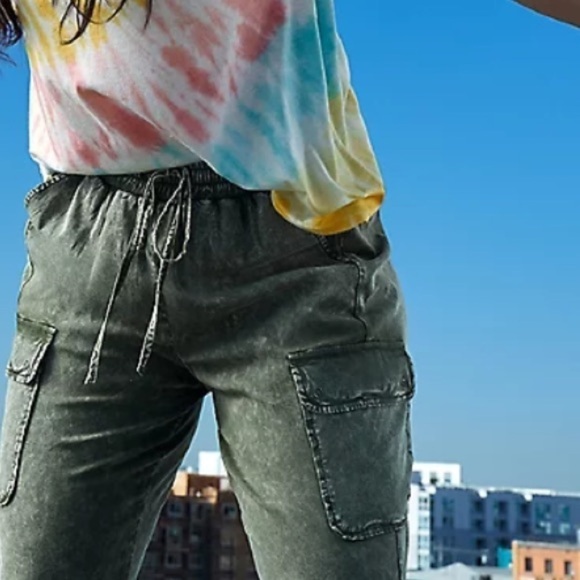 NWT Torrid Relaxed Fit Drawstring Cargo Pocket Joggers In Stretch In Green - Picture 5 of 9